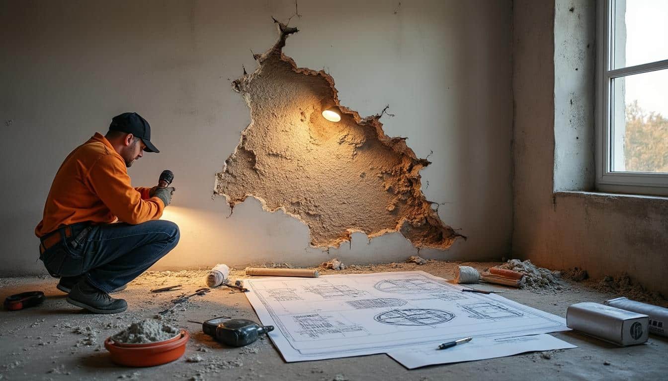 Illustration: Comprendre la découpe du plâtre d’un mur en cas d’humidité : solutions et enjeux