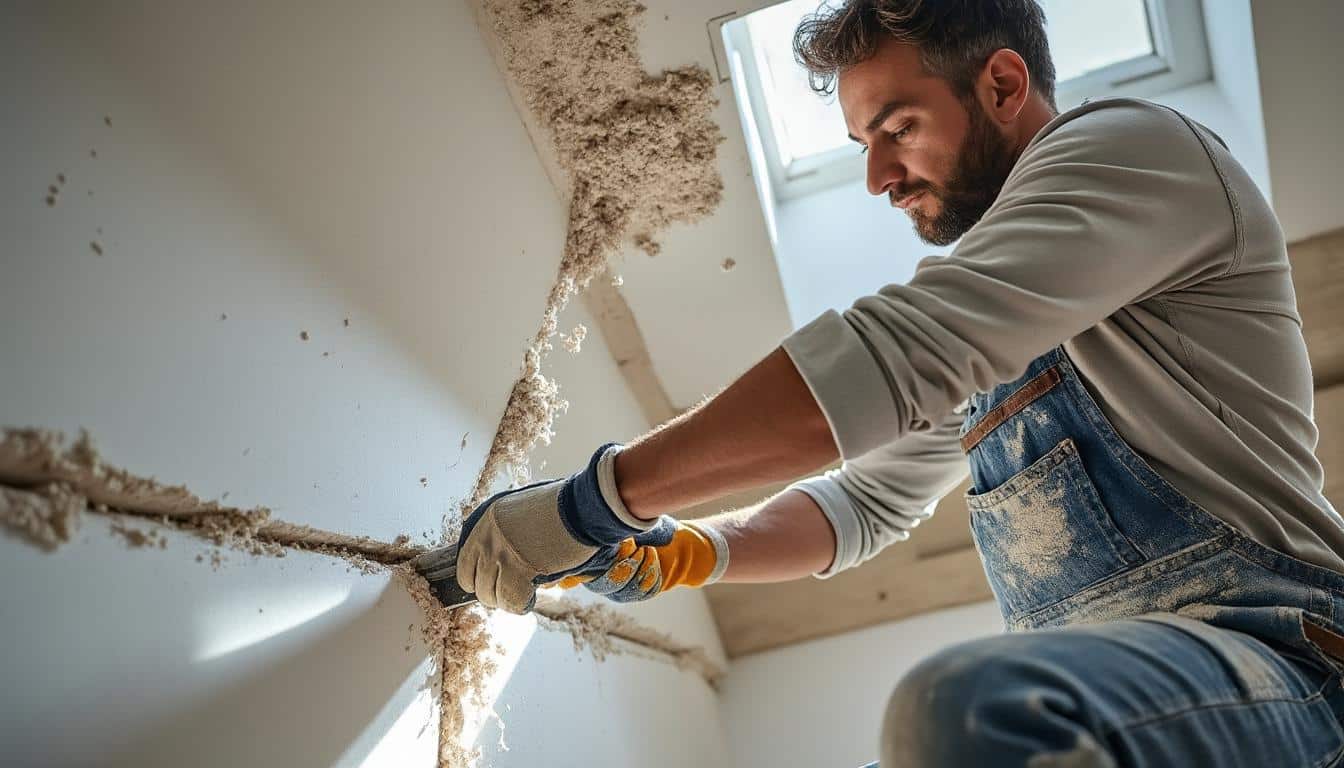 Illustration: Comprendre la découpe du plâtre au plafond pour le diagnostic d’une fissure