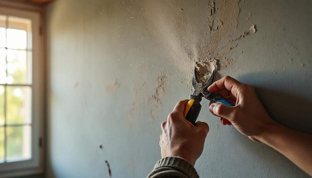 Découpe du plâtre au plafond : diagnostic et réparation des fissures