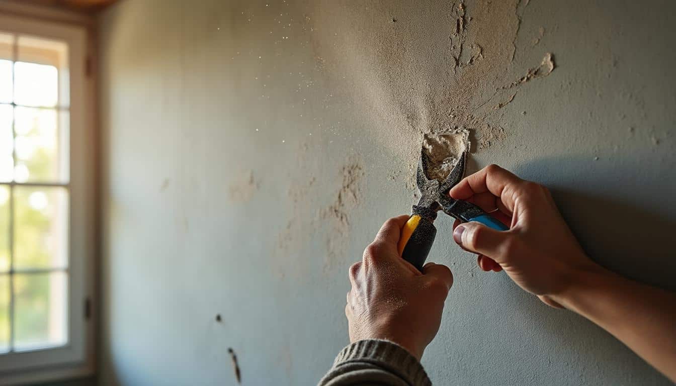 Découpe du plâtre au plafond : diagnostic et réparation des fissures