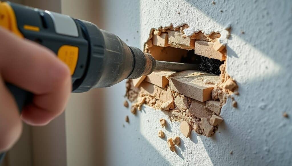 Fixation avec cheville dans un mur friable : guide de réparation fiable