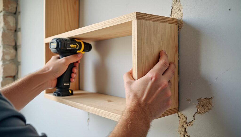 Assemblage d’une étagère avec fixation sur mur creux : guide complet