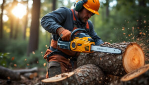 Scie à bûche électrique professionnelle : puissance et précision